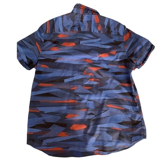 Calvin Klein Shirt Mens XL Black Blue Orange Geometric Button Up Short Sleeve - Picture 2 of 10